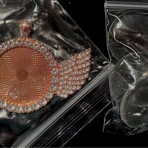 Personalize w/pic. Memorial Gold Winged Crystal Pendant- Elegant Feminine Accent